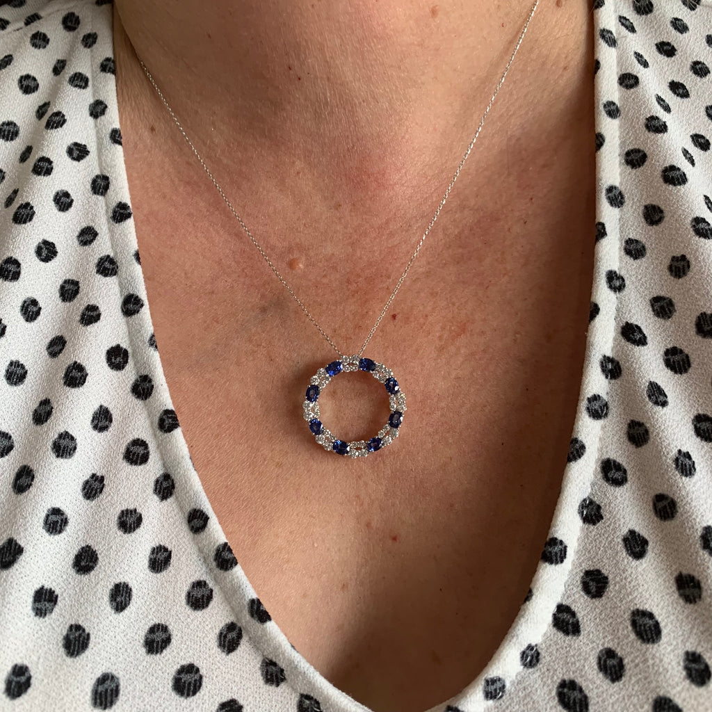 Sapphire circle necklace deals