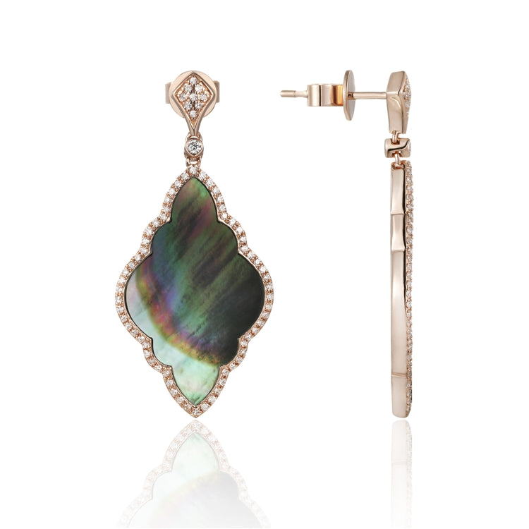 Luxury Hand Carved Dark Champagne Mother of Pearl and Diamond Earrings –  Stephen Dweck Jewelry