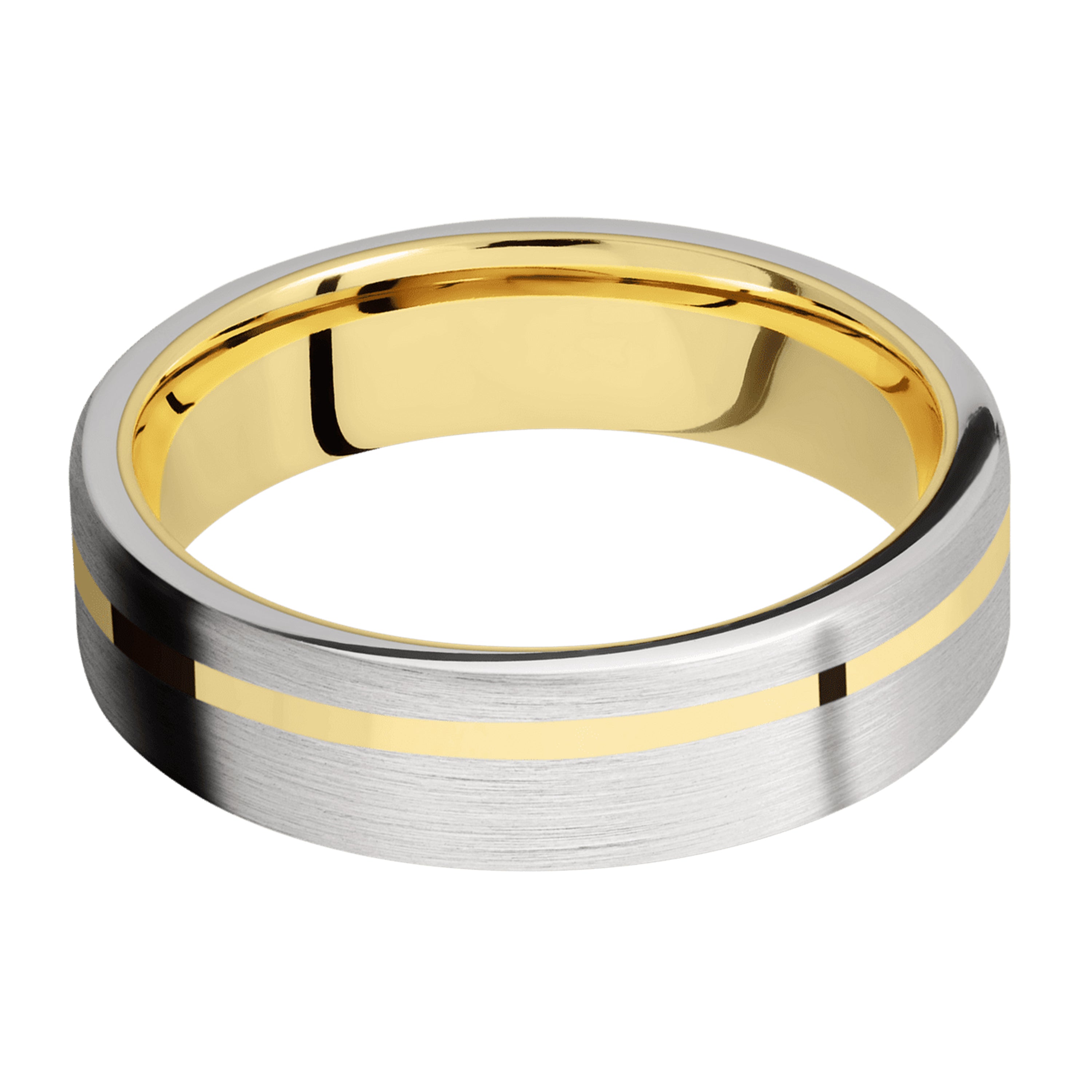 Men's 14K White Gold Wedding Band with 14K Yellow Gold Inlay